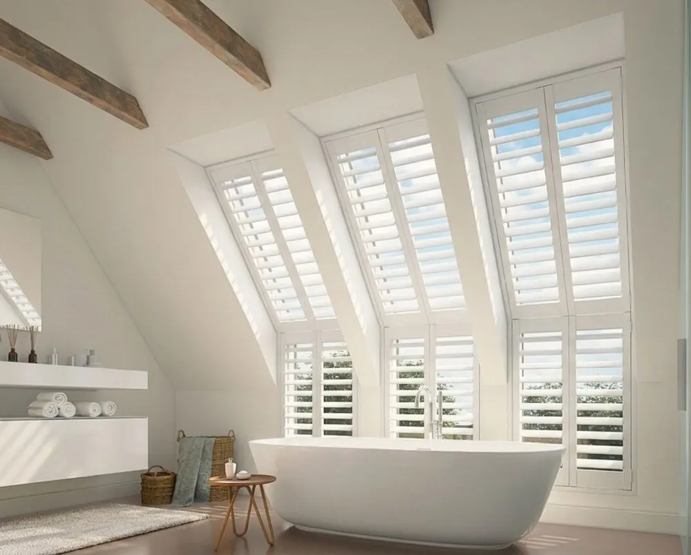 Skylights in a loft bathroom with shutters added (AI preview)