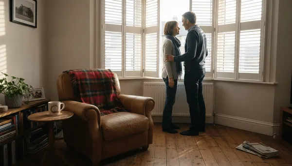 UK couple opening energy efficient shutters