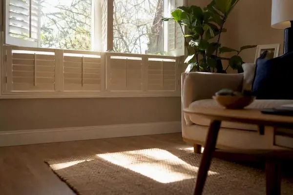 Tier on tier shutters letting daylight in while blocking view