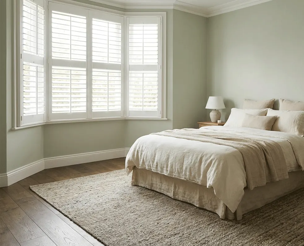 Bay window in a bedroom with shutters added (AI preview)