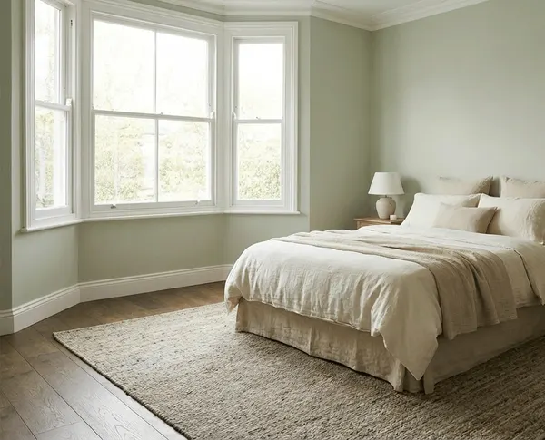 Uncovered bay window in a bedroom