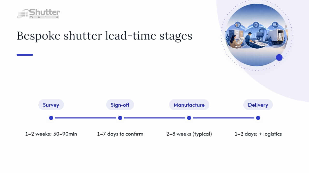 Four stages of bespoke shutter lead time