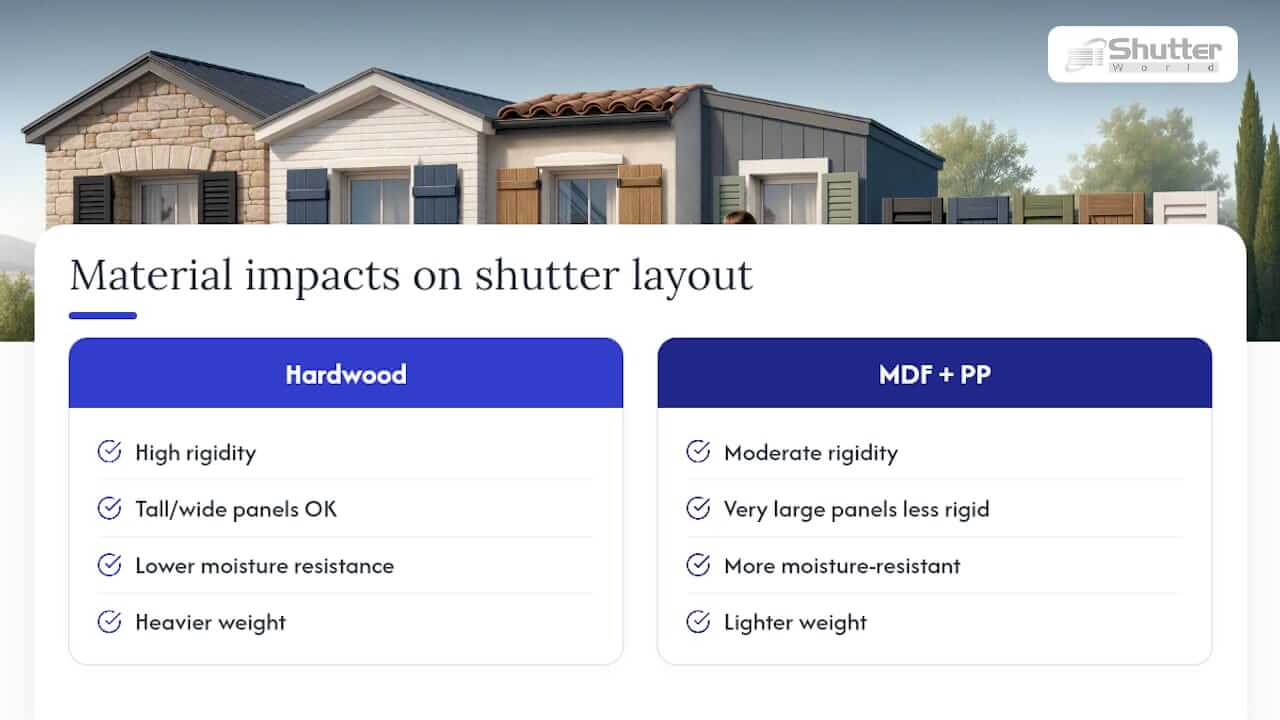 Design Shutter Layouts Hardwood and MDF shutter layout comparison