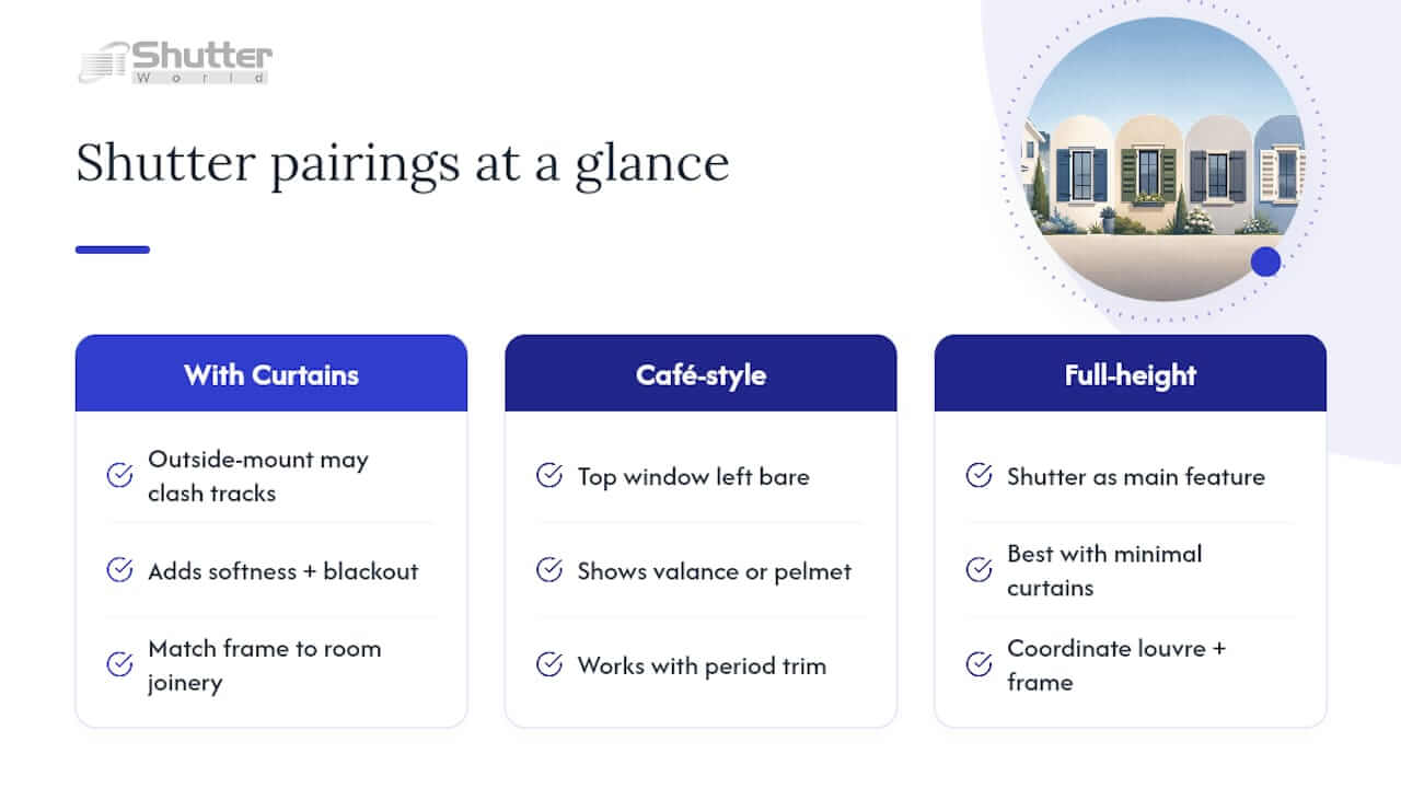 Design Shutter Layouts How do shutters fit with curtains, blinds and your room's overall look? — overview diagram